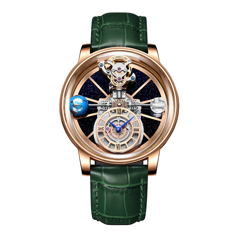 Montre Homme HAEMMER Celestial – Boîtier Transparent, Bracelet Cuir Quartz