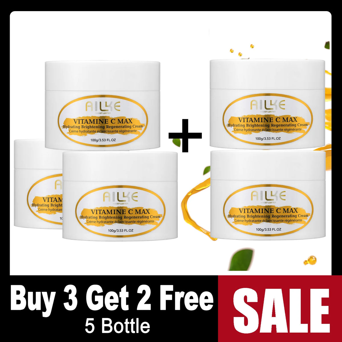 Gamme Soins Corps & Visage AILKE Vitamine C+E – Éclaircissant, Anti-Taches & Raffermissant – CLEVI Paris