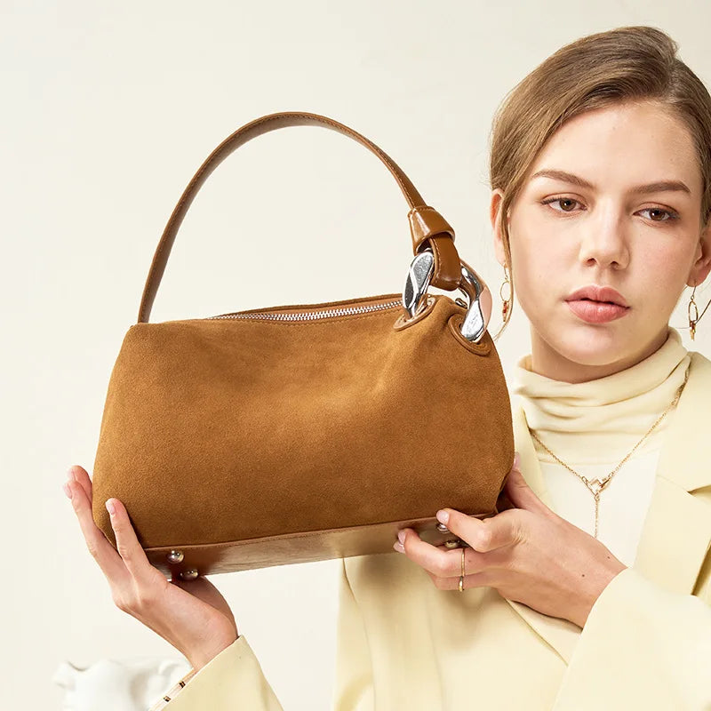 Sac à Main Femme Cuir Nubuck Bandoulière – CLEVI Paris