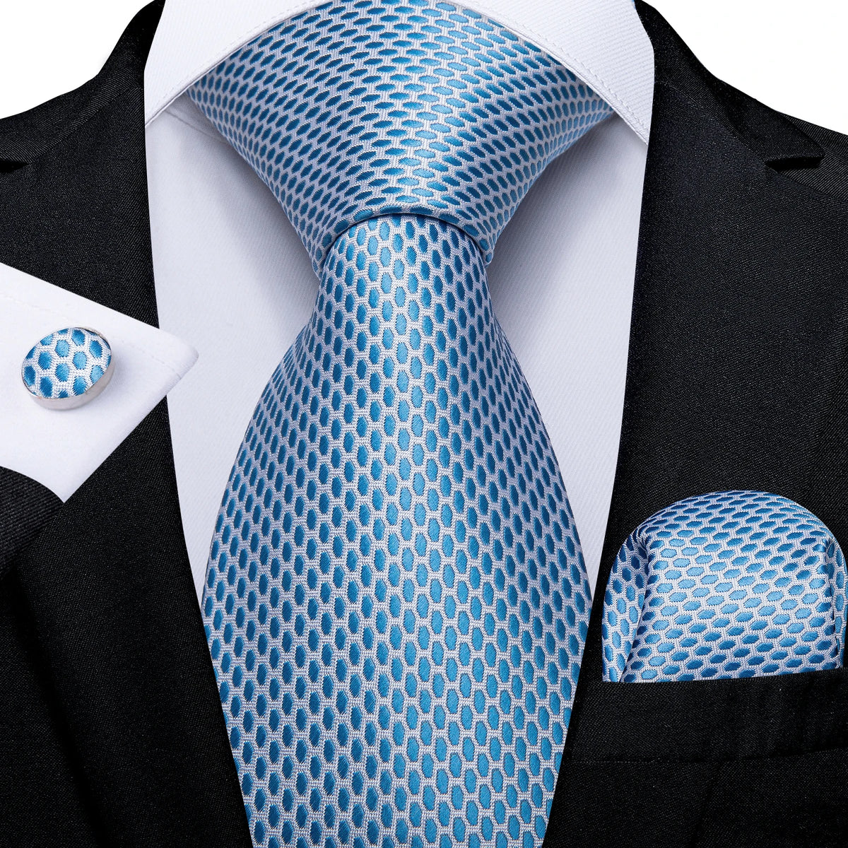 Coffret cravate homme à pois, pochette et boutons – CLEVI Paris