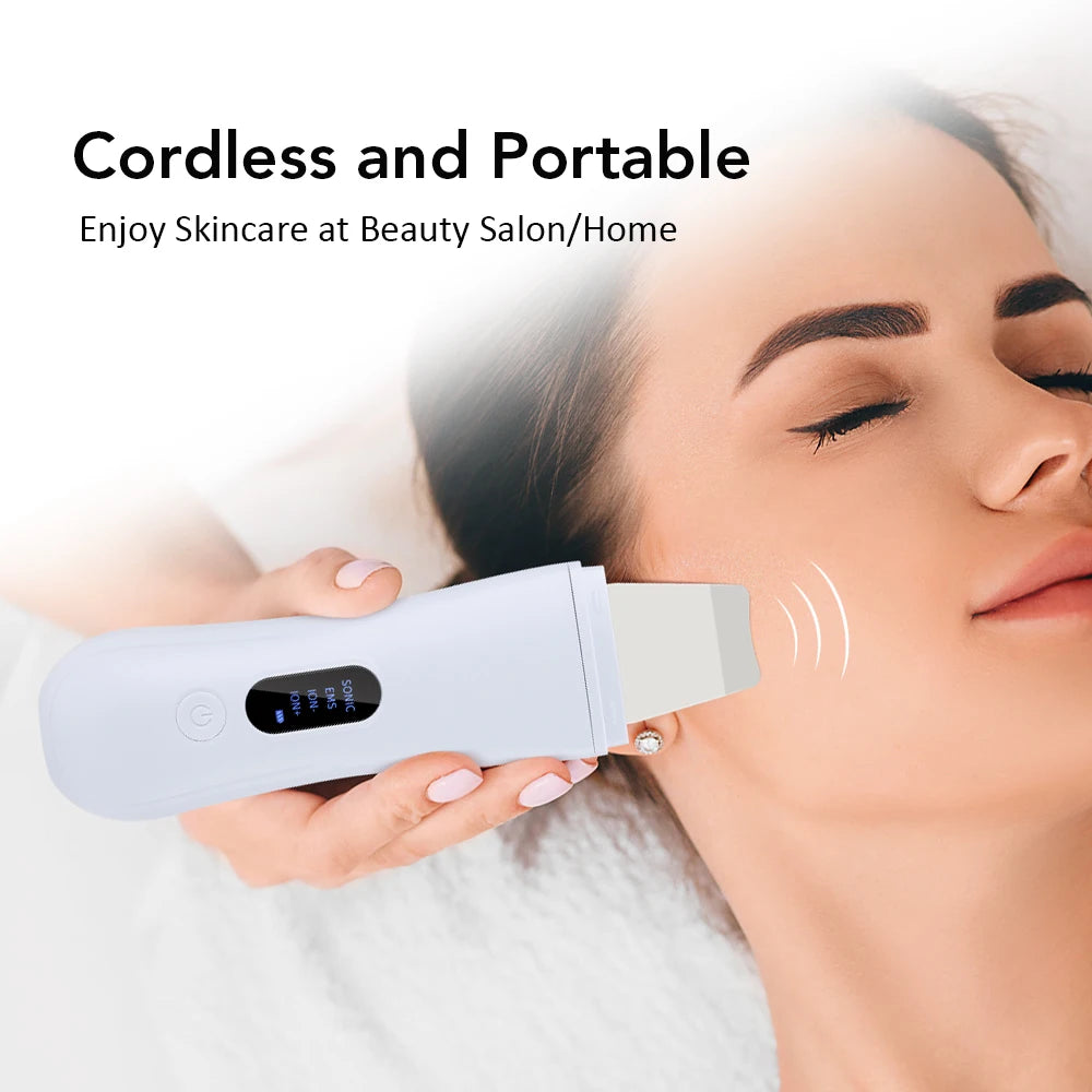Spatule Ultrasonique Visage 4 Modes Nettoyage Profond Ions EMS Lifting – CLEVI Paris