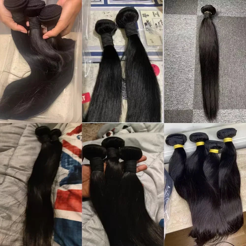 Extensions Cheveux Humains Lisses Remy Hair 100% Naturel Noir Mèches Brésiliennes 10"-32" – CLEVI Paris
