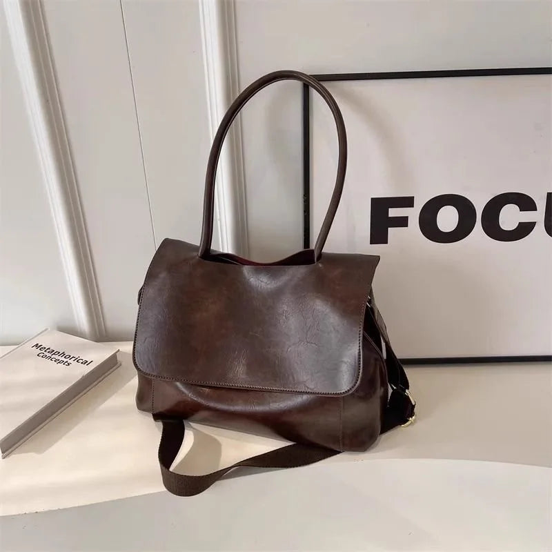 Sac Rabat PU Souple Grande Capacité Femme Épaule & Croisé Vintage – CLEVI Paris