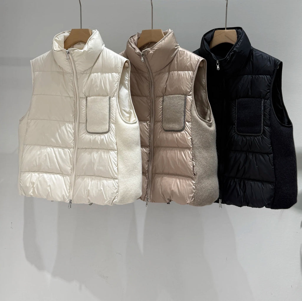 Gilet femme PXBX en cachemire mélangé et duvet – CLEVI Paris