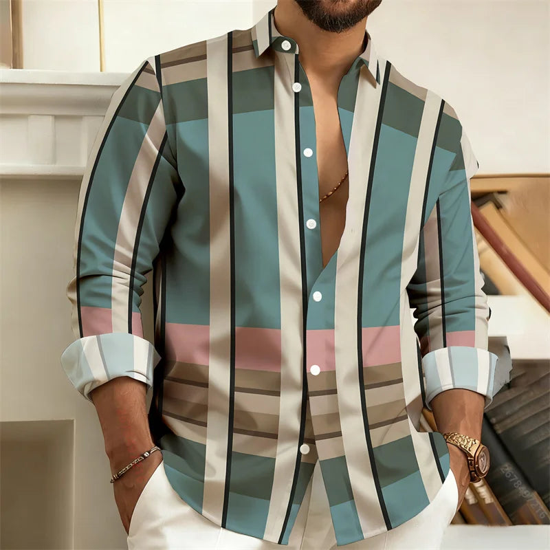 Chemise rayée homme manches longues – CLEVI Paris