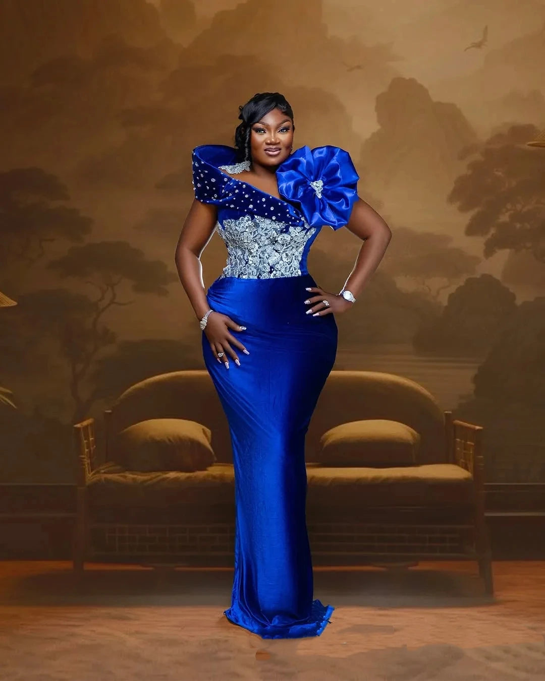 Robe de bal sirène satinée personnalisable – CLEVI Paris