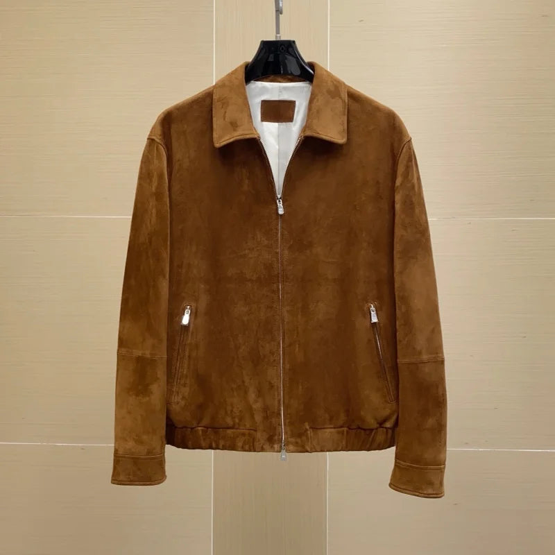 Blouson homme aspect daim à col rabattu – CLEVI Paris