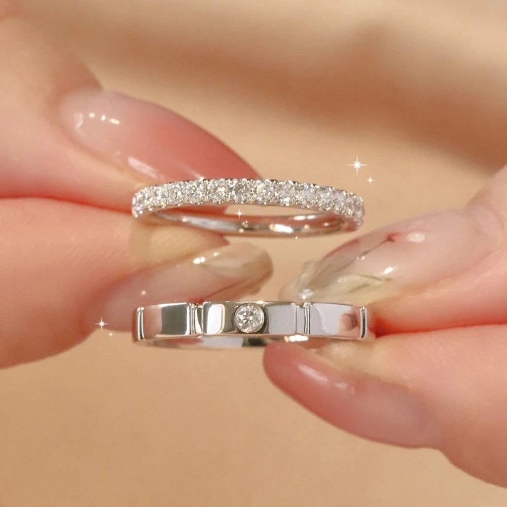 Ensemble Bagues Couple en Moissanite et Argent 925 – CLEVI Paris
