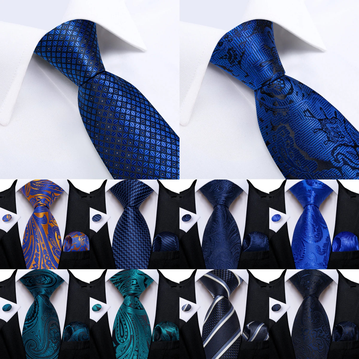 Coffret cravate homme paisley, pochette et boutons – CLEVI Paris