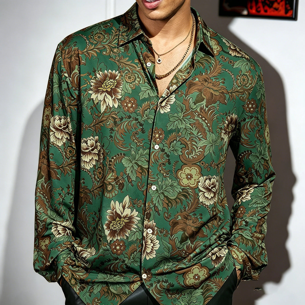 Chemise homme à imprimé floral – CLEVI Paris