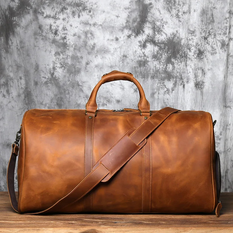Sac de voyage rétro en cuir NZPJ – CLEVI Paris