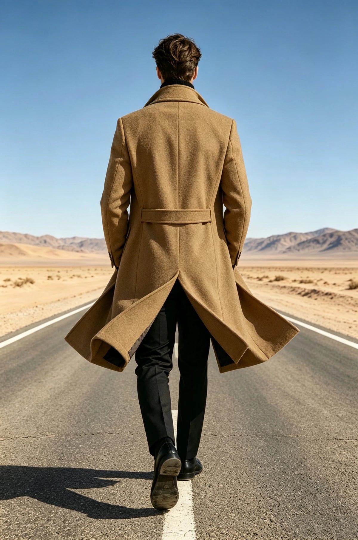 Manteau long homme laine mélangée croisé – CLEVI Paris