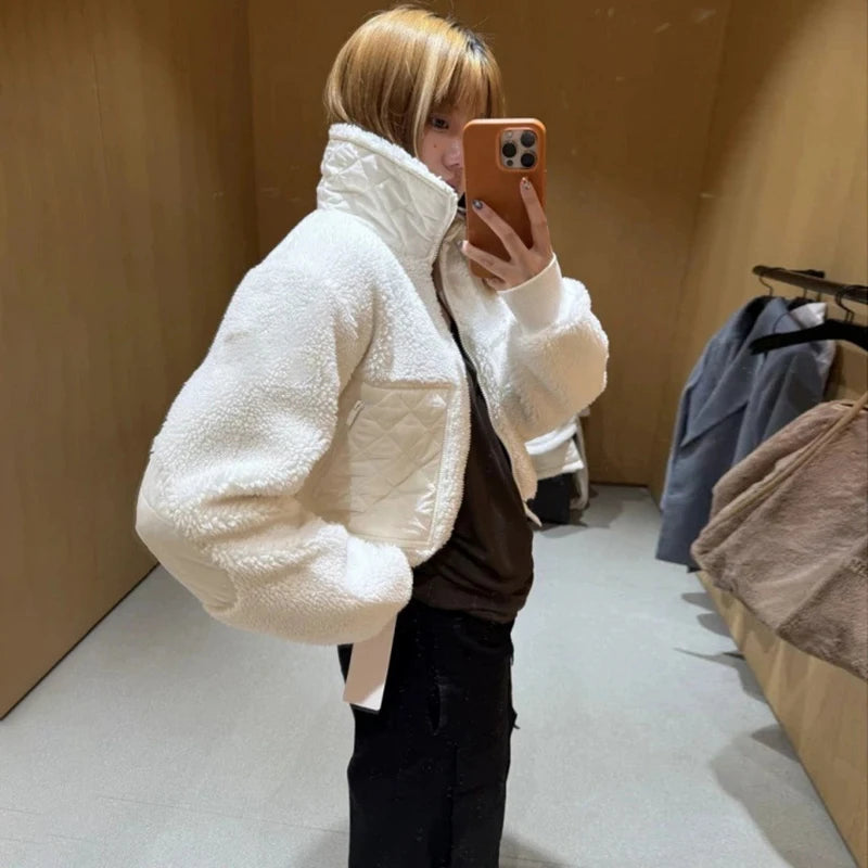 Veste courte femme zippée à col montant – CLEVI Paris