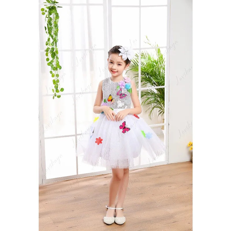 Robe de cérémonie fille tulle et paillettes – CLEVI Paris
