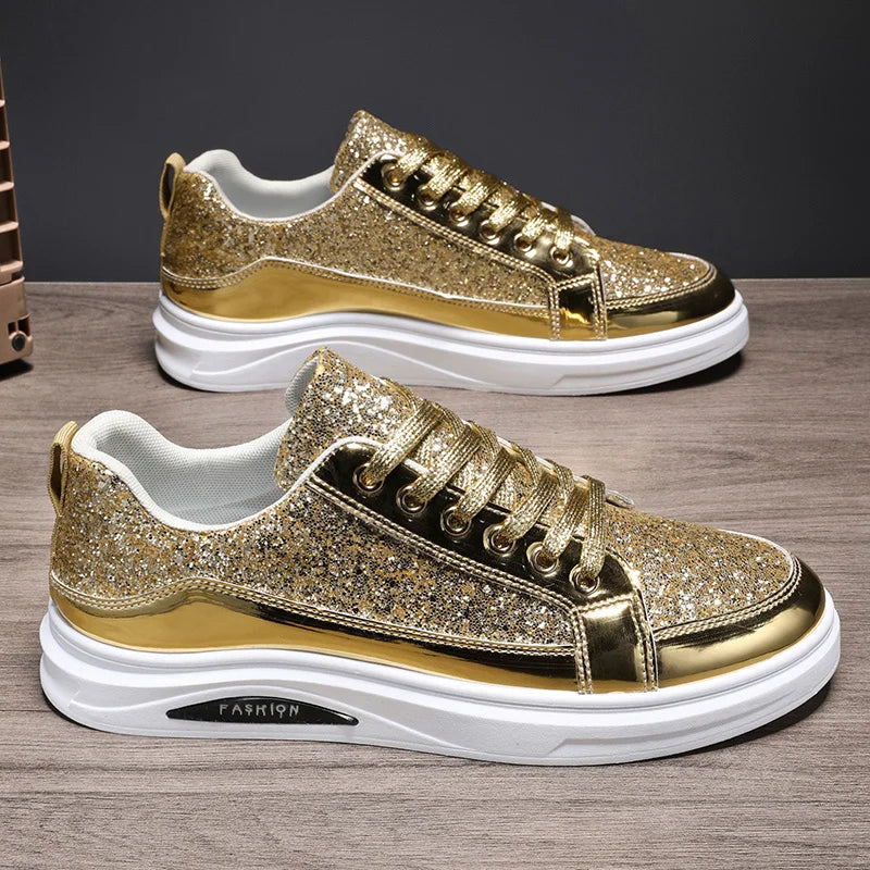 Sneakers homme basses en tissu pailleté – CLEVI Paris