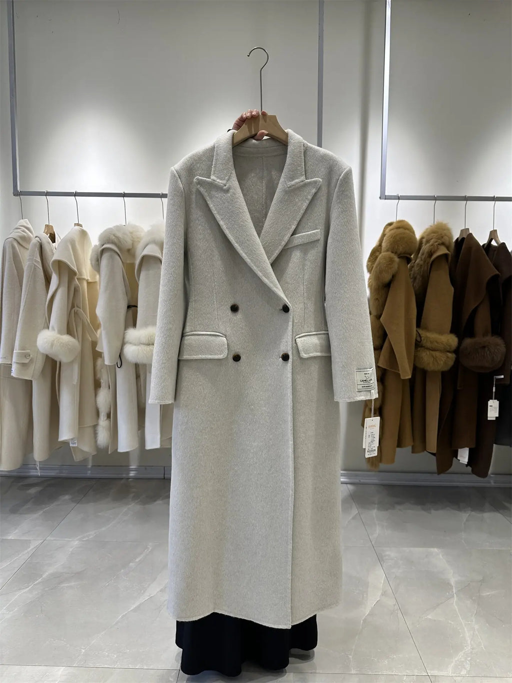 Manteau long femme en laine et alpaga – CLEVI Paris