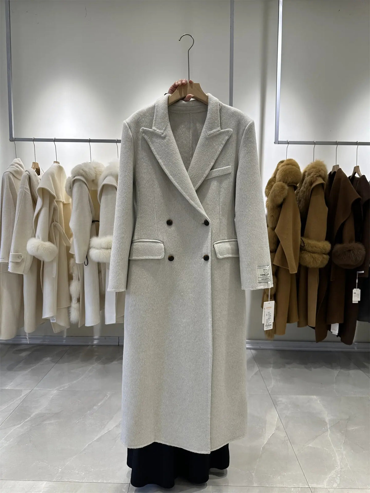Manteau long femme en laine et alpaga – CLEVI Paris