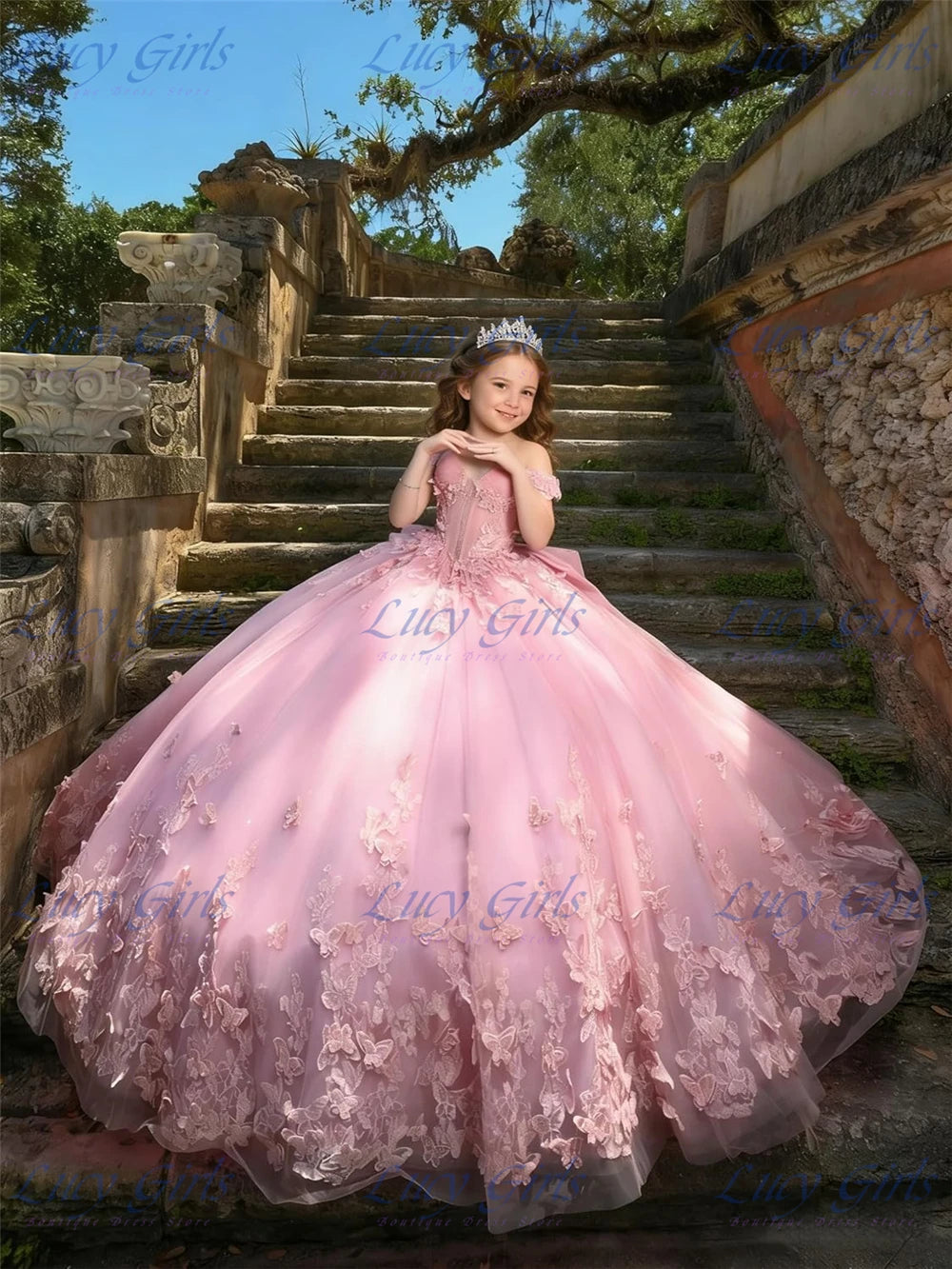 Robe cérémonie fille en tulle et dentelle – CLEVI Paris