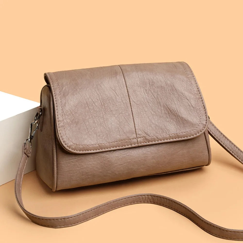 Sac Bandoulière Femme Cuir PU Vintage Rabat Rétro Bretelle Réglable – CLEVI Paris