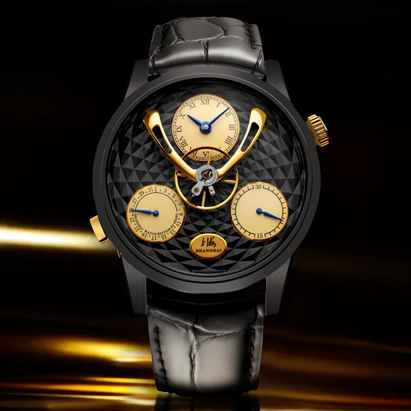 Montre Homme Automatique Shanghai Sky Dome 895 – Verre Saphir Calendrier Bracelet Cuir – CLEVI Paris