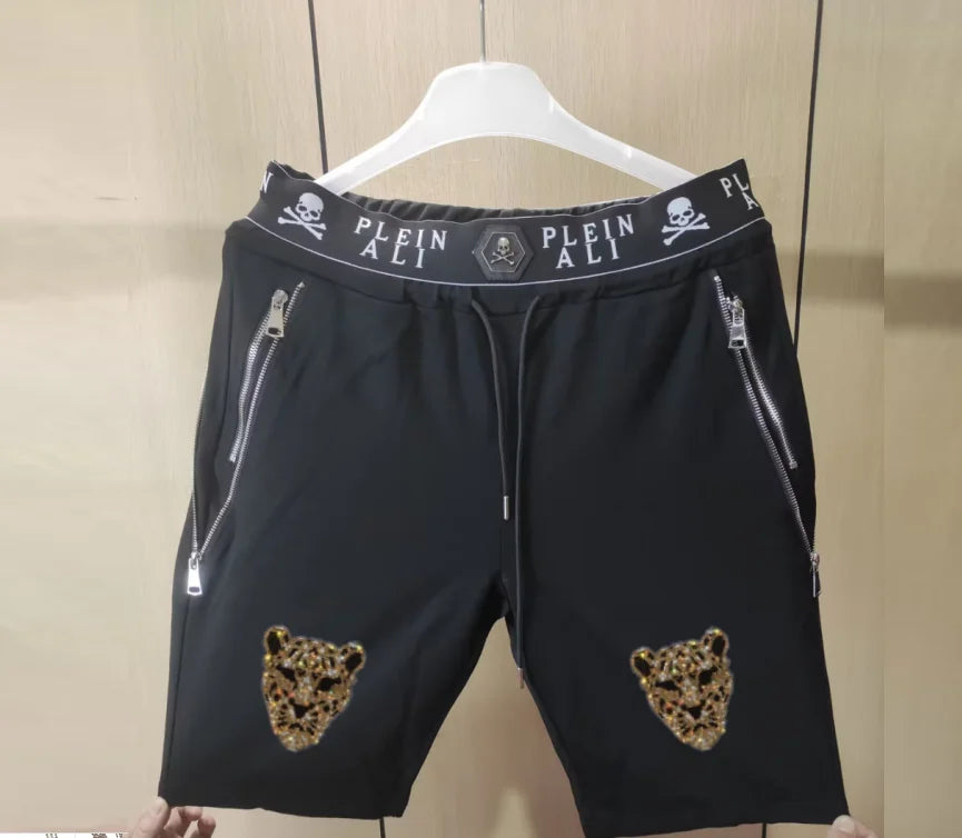 Short Homme Casual Strass Luxe PLEIN ALI – Hip Hop Coupe Ample Cordon – 27 Coloris, S à XXXL – CLEVI Paris