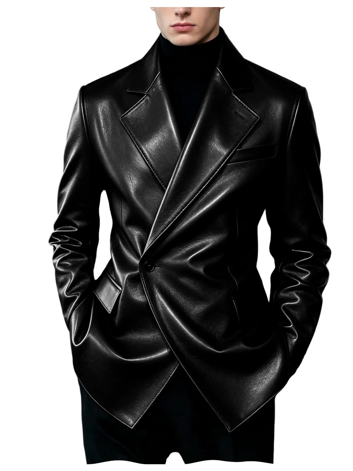 Blazer homme en similicuir, coupe ajustée – CLEVI Paris
