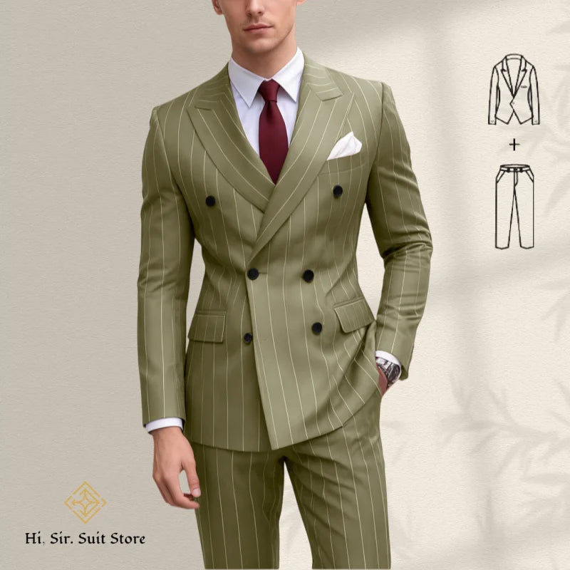 Costume homme bleu 2 pièces, double boutonnage – CLEVI Paris