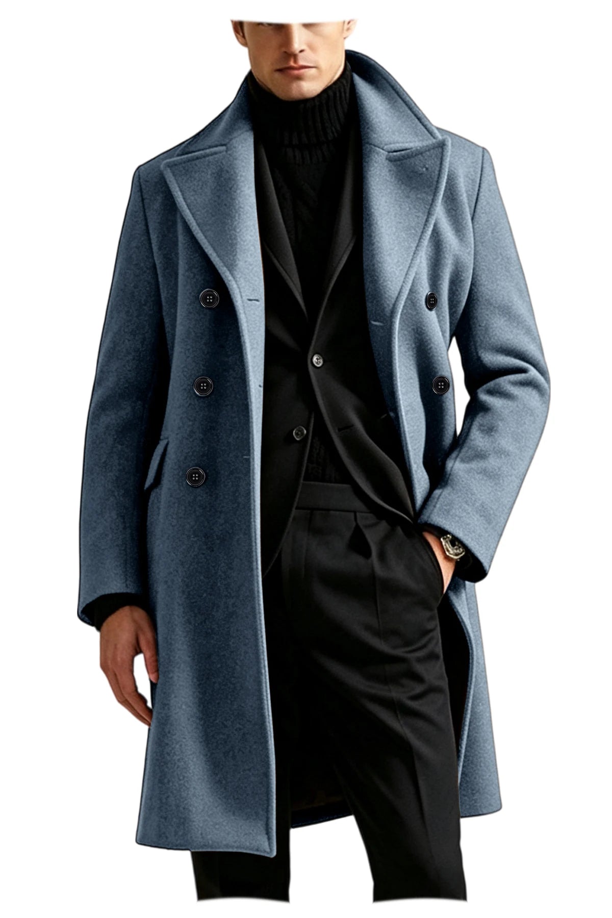 Manteau long homme laine mélangée croisé – CLEVI Paris