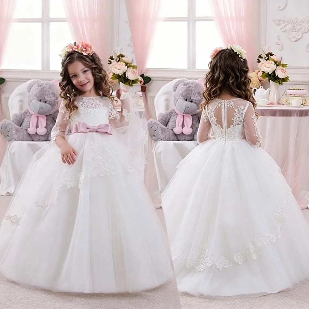 Robe cérémonie fille en dentelle et tulle – CLEVI Paris