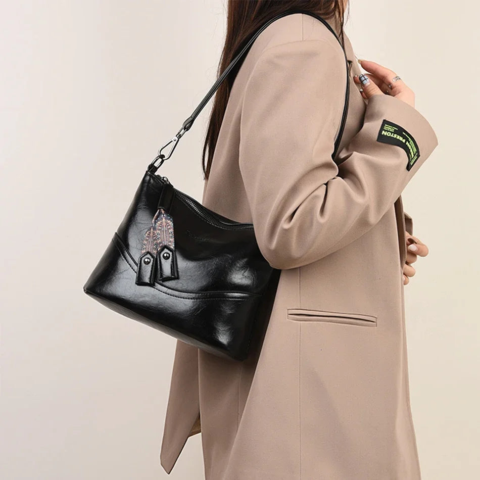 Sac Bandoulière Cuir Ciré Vintage Double Bretelles – CLEVI Paris