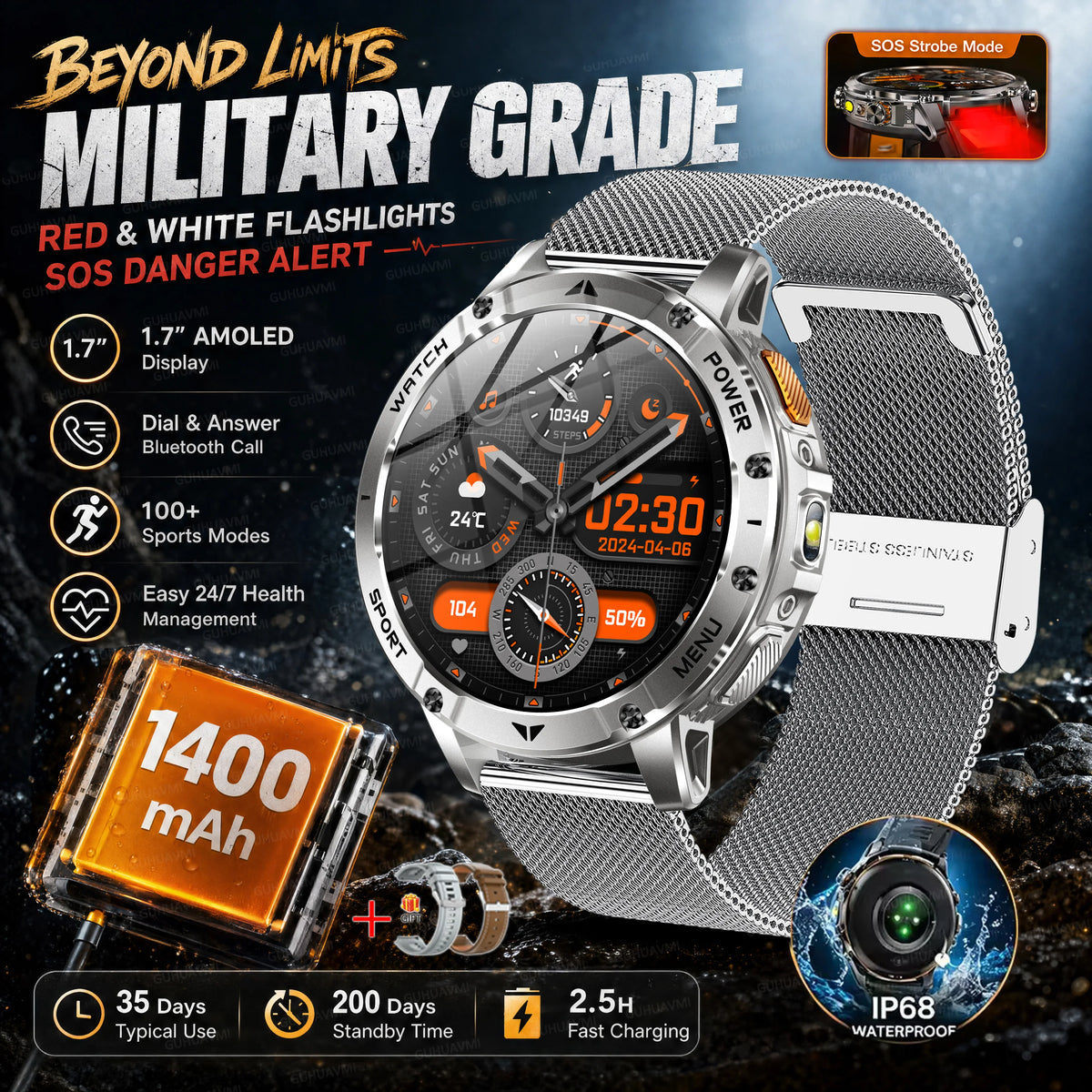 Montre AK112 AMOLED 1,7″ 1400 mAh – CLEVI Paris