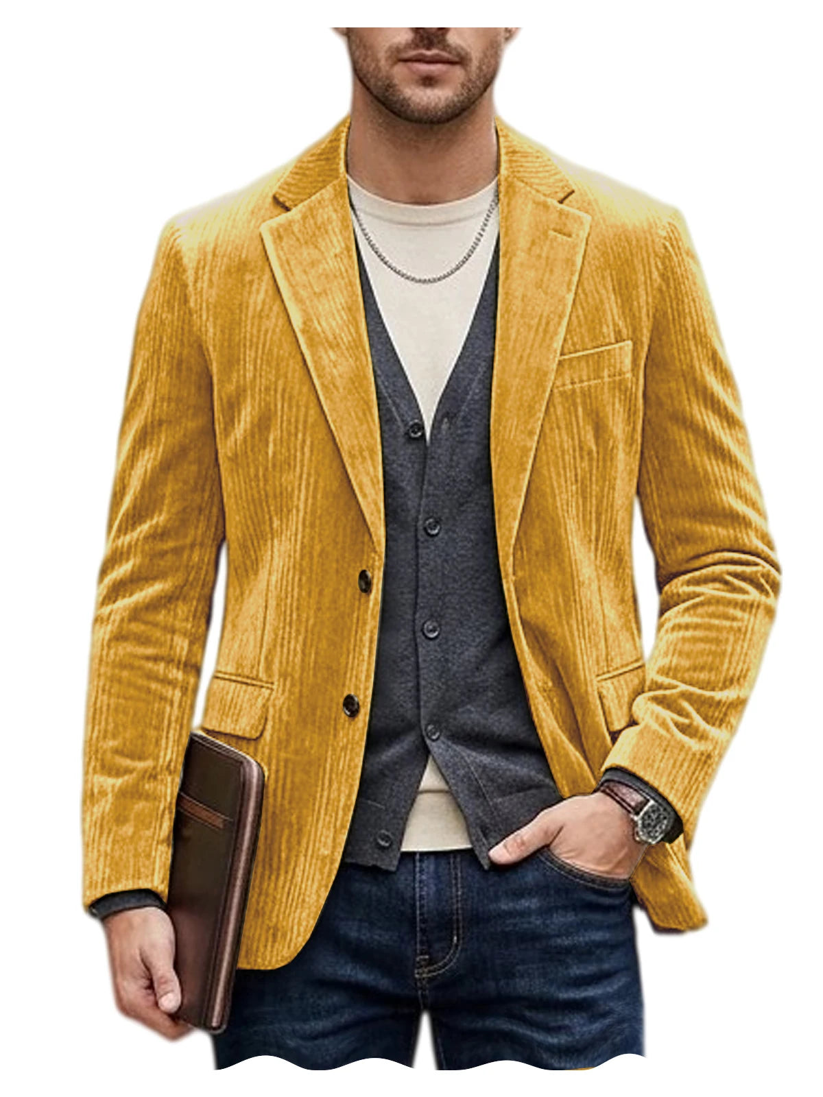 Blazer homme en velours côtelé, coupe ajustée – CLEVI Paris