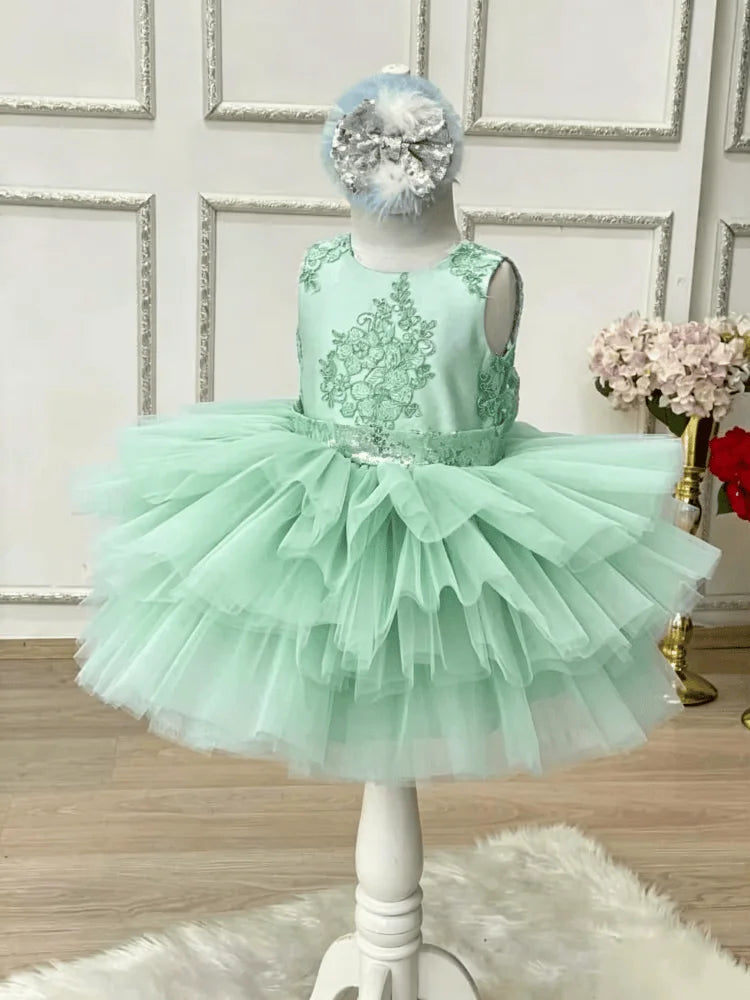 Robe cérémonie fille en tulle et dentelle – CLEVI Paris