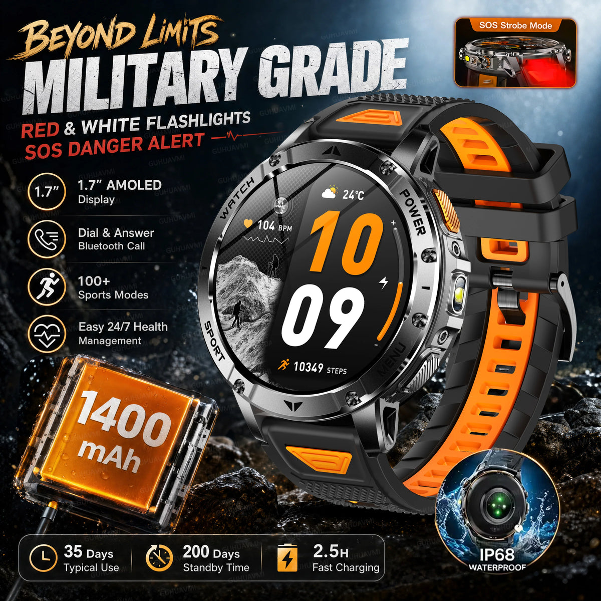Montre AK112 AMOLED 1,7″ 1400 mAh – CLEVI Paris