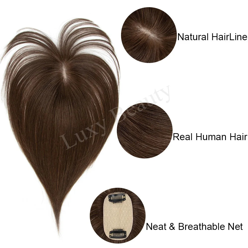 Topper Capillaire Femme avec Frange Cheveux Humains Remy Base 5x9cm Clips – CLEVI Paris