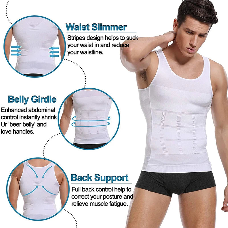 Gaine Amincissante Homme Débardeur Compression Ventre Plat Soutien Dorsal – CLEVI Paris