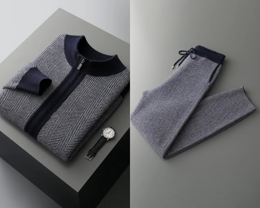 Ensemble homme en laine à chevrons – CLEVI Paris