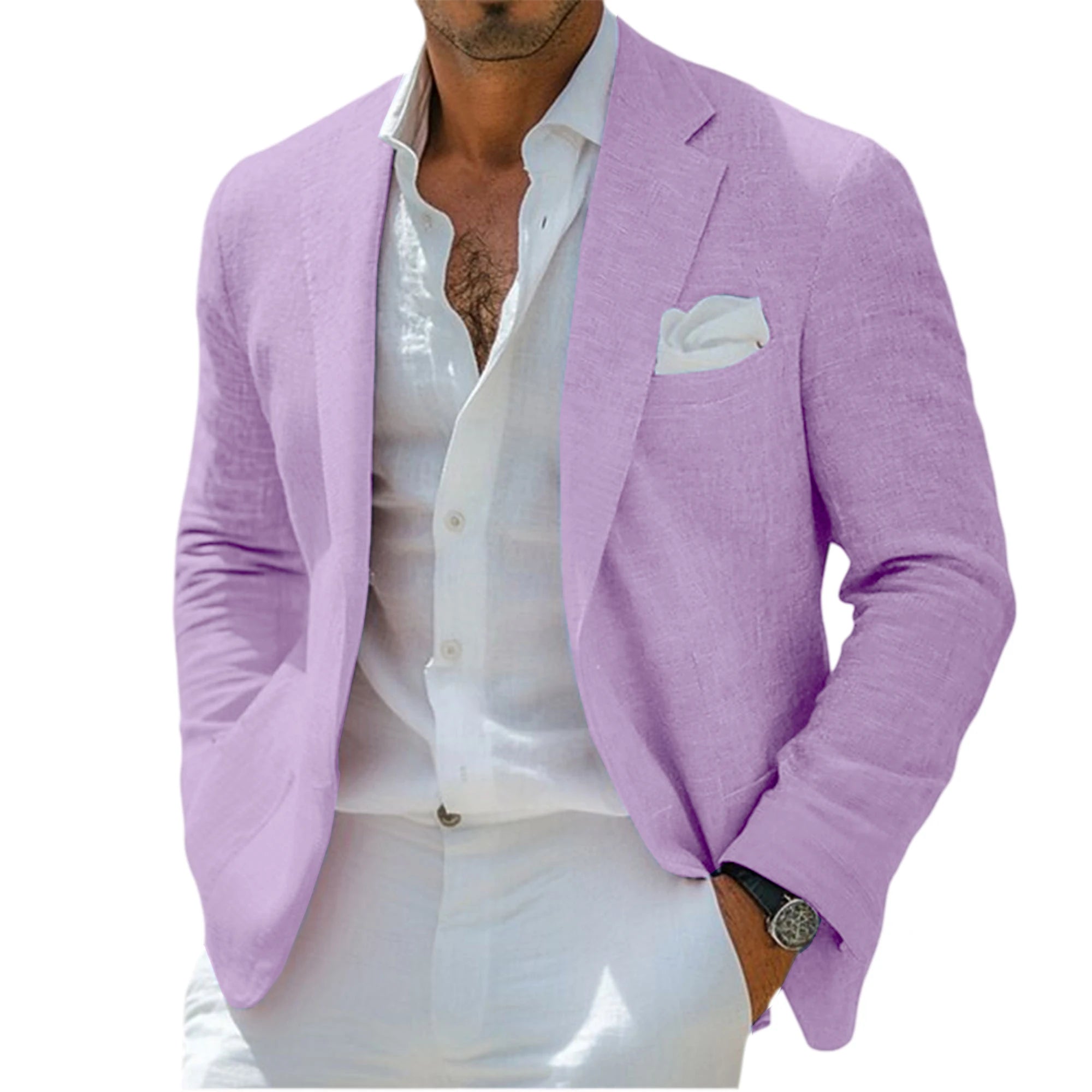 Blazer Homme Lin Slim Fit Léger Respirant Col Cranté Mariage Plage Business – CLEVI Paris
