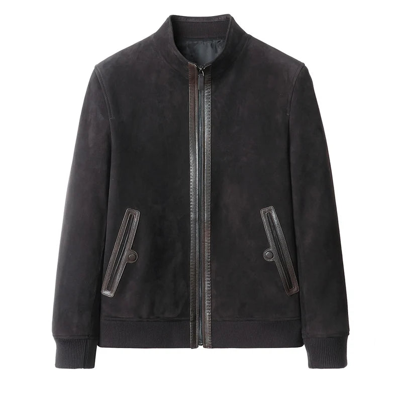 Veste homme en cuir suédé marron café – CLEVI Paris