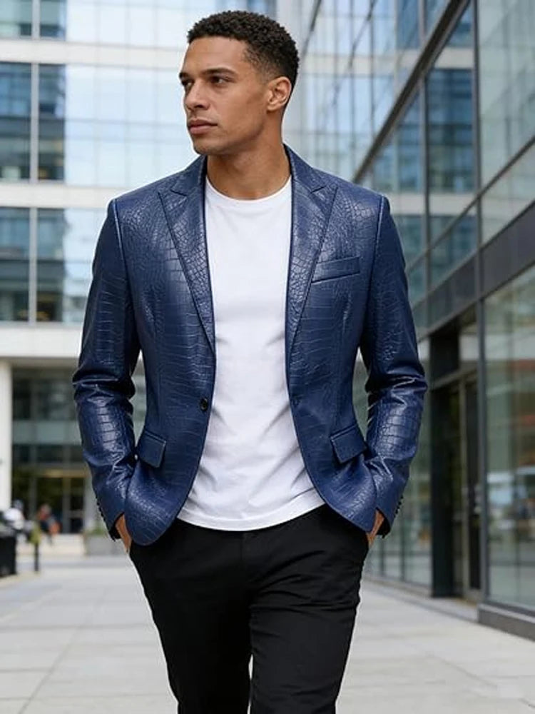 Veste homme en similicuir effet crocodile – CLEVI Paris