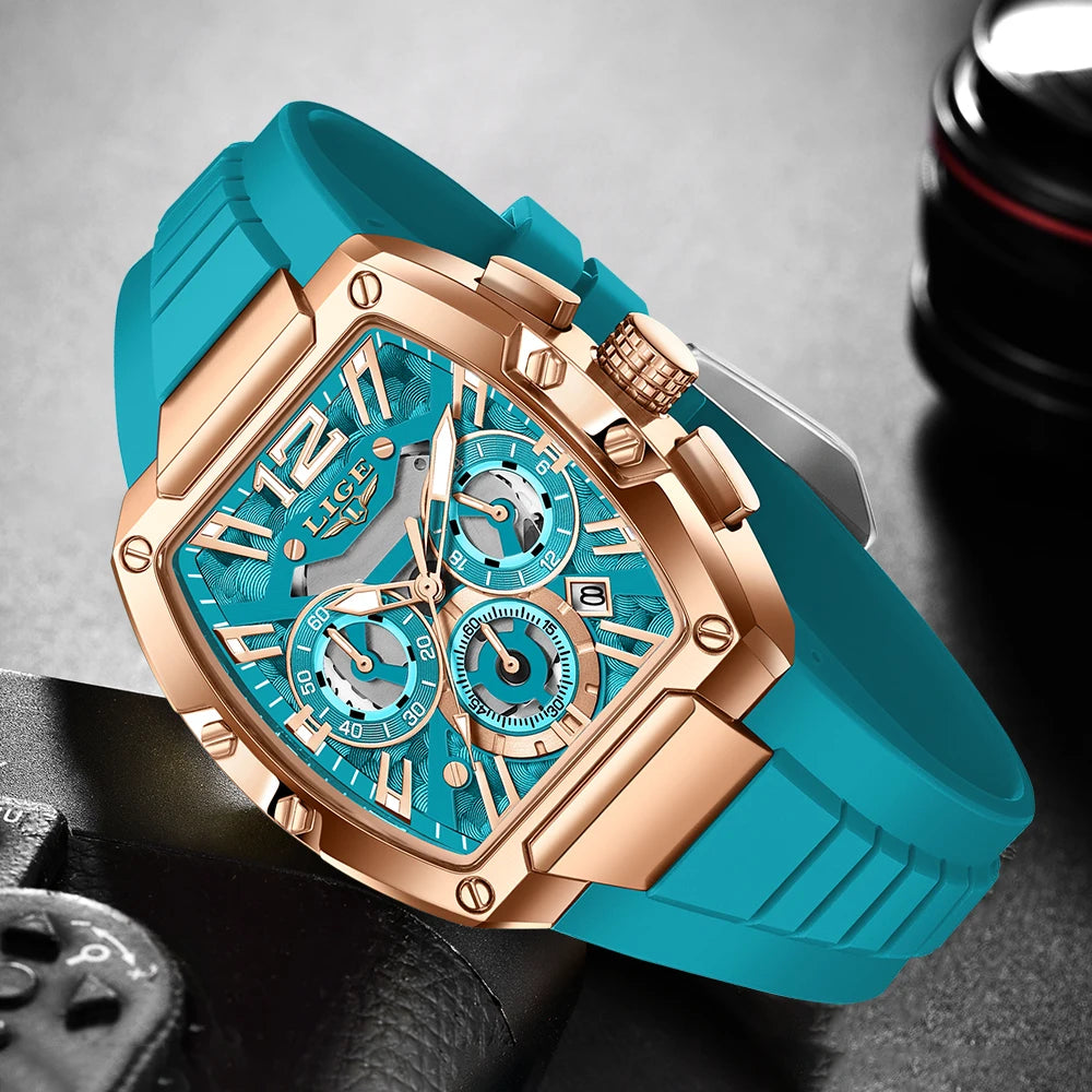 Montre Quartz Homme LIGE LG89206 – Chronographe Sport Militaire, Silicone & 6 Coloris