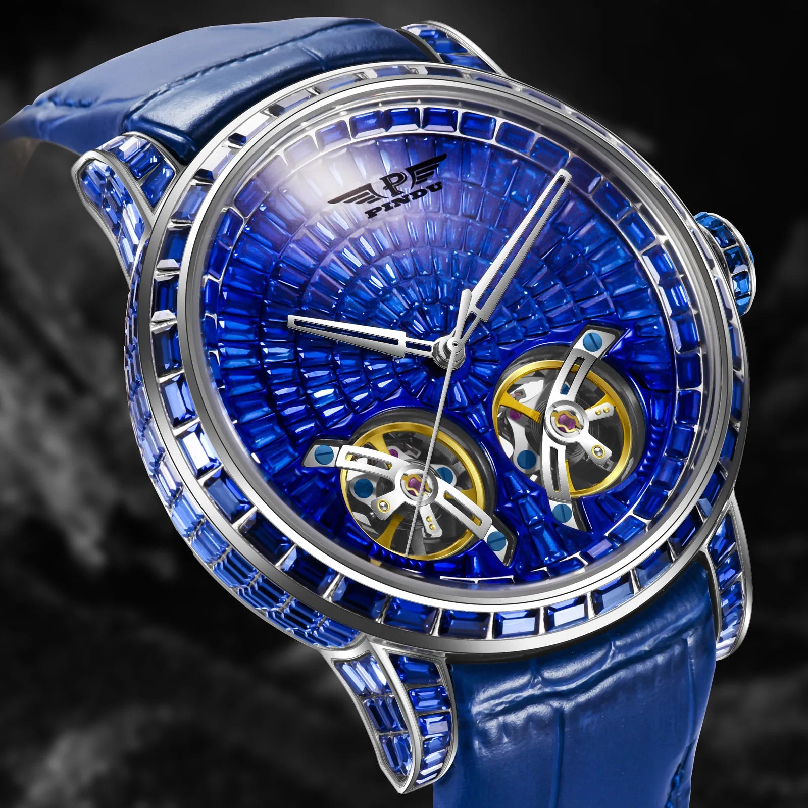 Montre Homme Double Tourbillon Serti Diamants Pindu PD6656 – CLEVI Paris