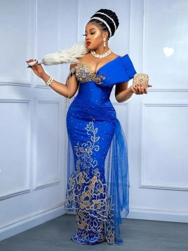 Robe de soirée sirène asymétrique – CLEVI Paris