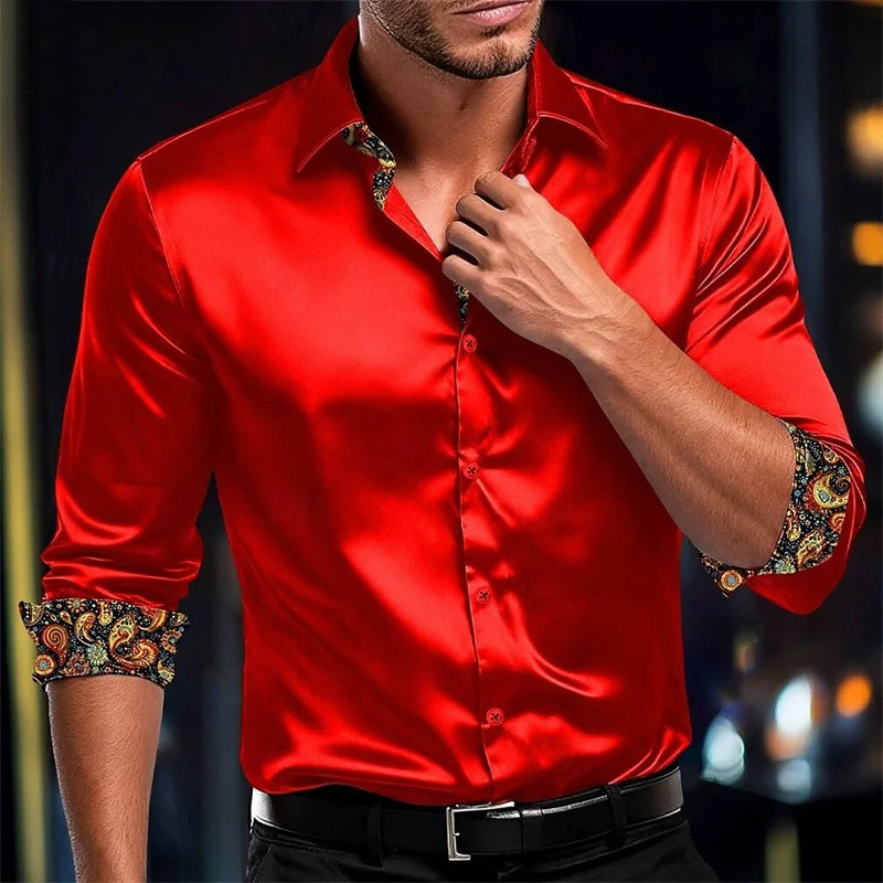 Chemise Homme Manches Longues Imprimée – Soie & Fibre de Bambou – CLEVI Paris