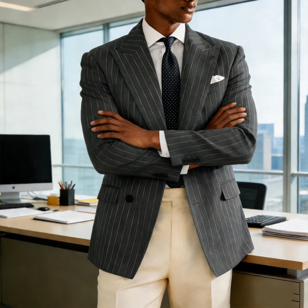 Blazer homme rayé à double boutonnage – CLEVI Paris