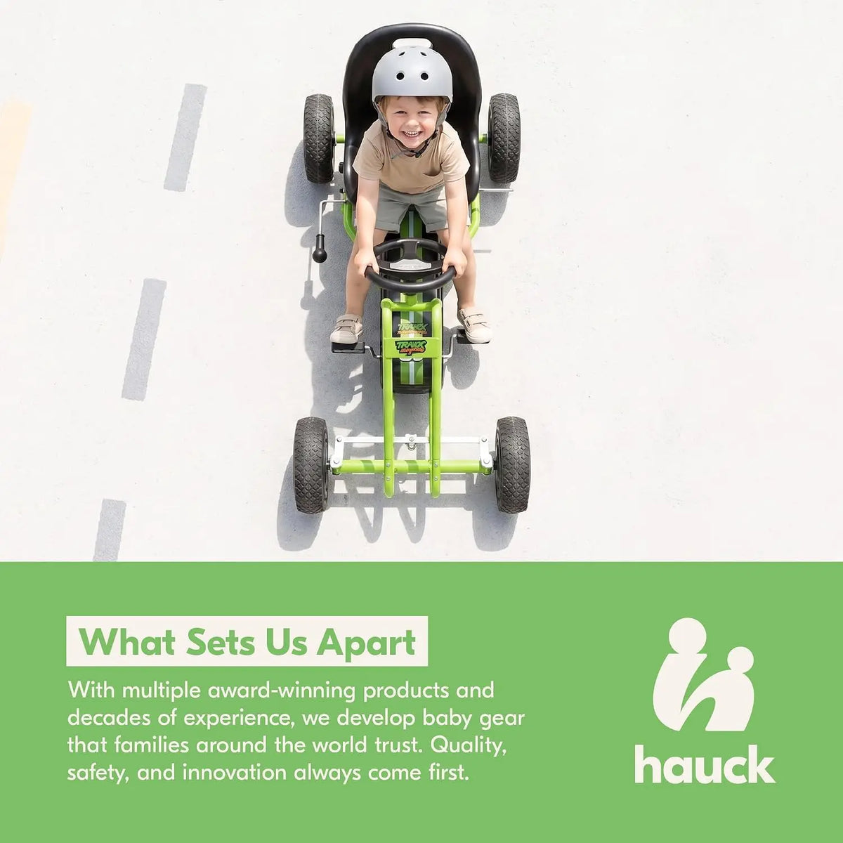 Kart à pédales enfant vert siège réglable – CLEVI Paris
