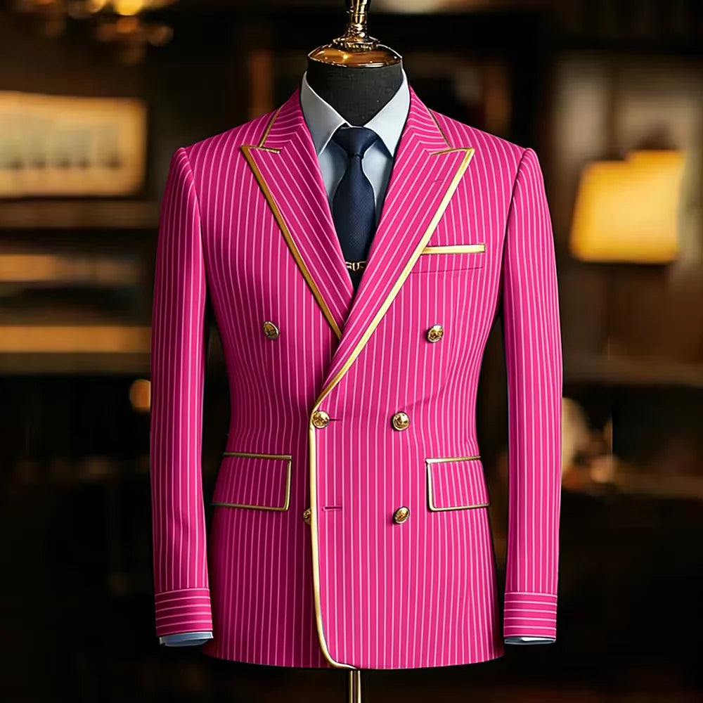 Blazer Croisé Homme Rayures Fines – CLEVI Paris