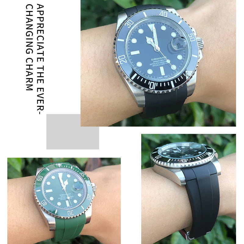 Bracelet Montre Fluororubber Sport 20mm 21mm Compatible Rolex Submariner Daytona GMT – CLEVI Paris