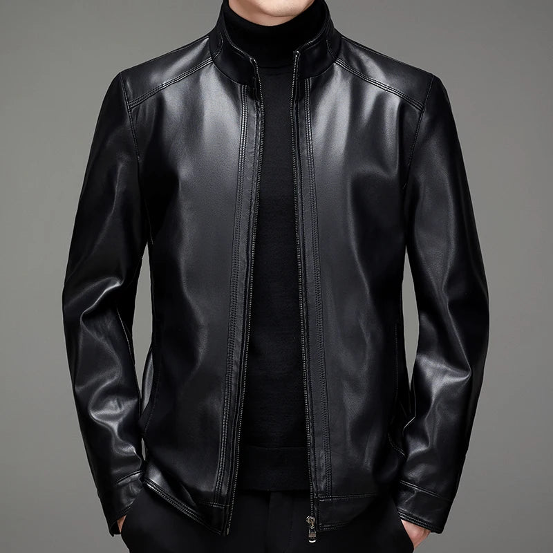Veste homme en cuir zippée, noir ou café – CLEVI Paris