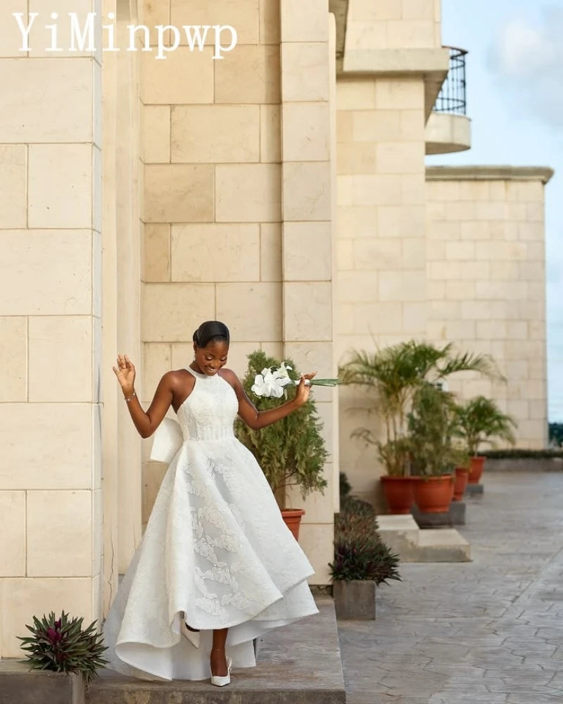 Robe de mariée trapèze en satin mat – CLEVI Paris